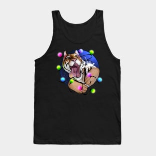 Happy holidays funny tiger with garland Tank Top